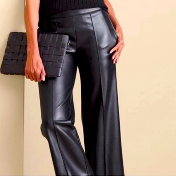 Soft Surroundings NWT Rivka Black Faux Leather Pants Large - Picture 7 of 13